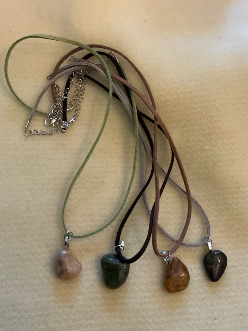Handmade Natural Stone Pendant Necklaces, set of 4